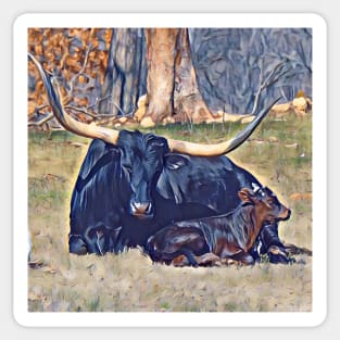 Texas Longhorn and cakf Sticker